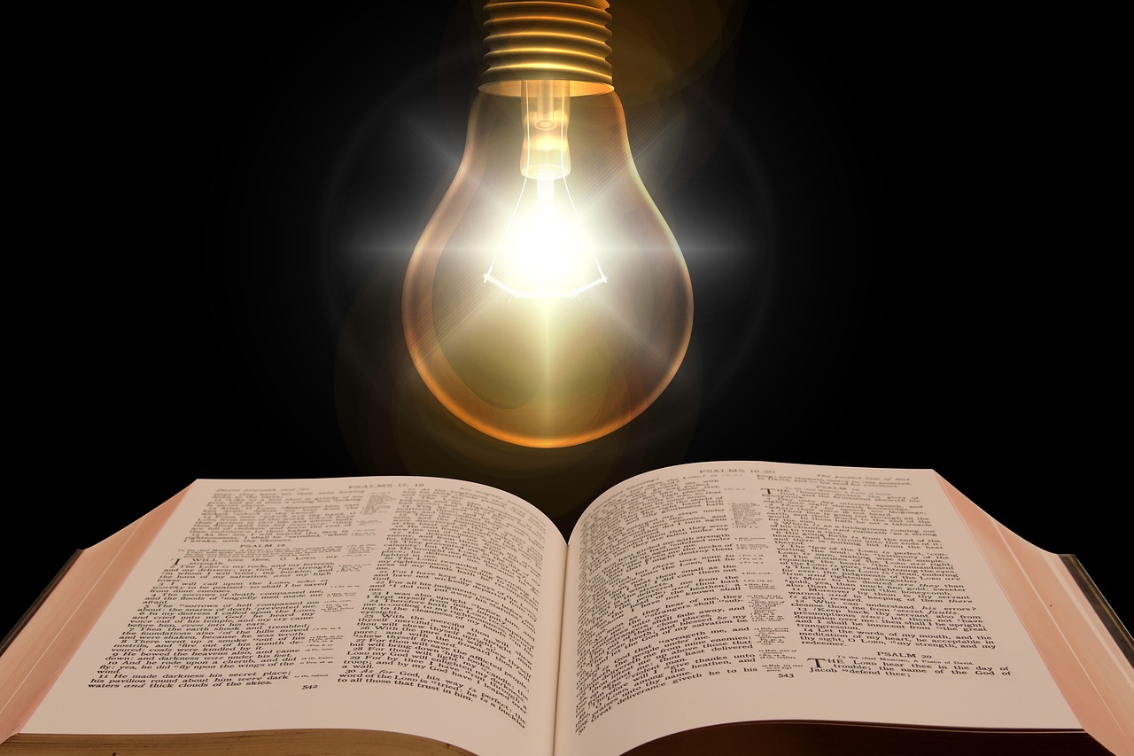 bible, book, light bulb